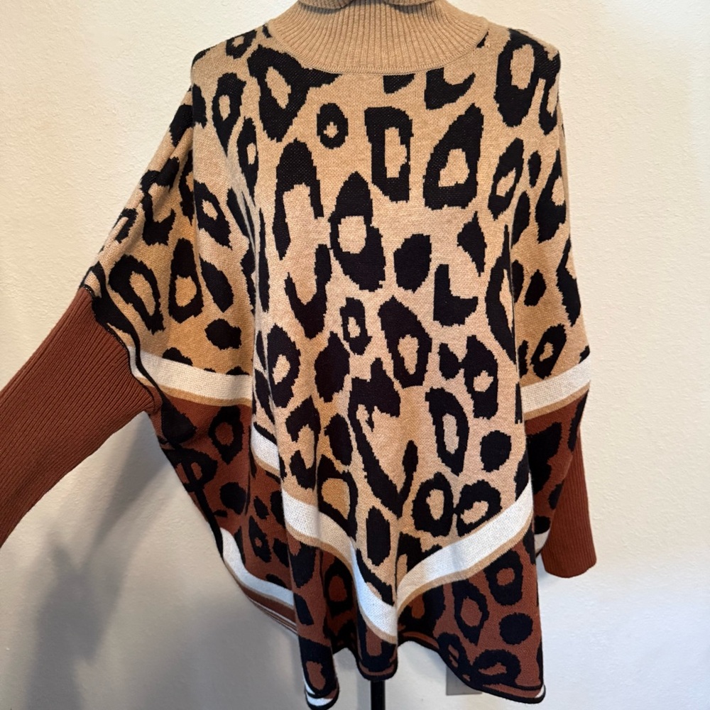 Leopard Print long sleeve Joseph A. New sweater XL